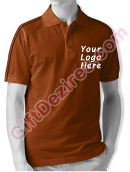 Designer Chestnut Brown and Black Color Polo Logo T Shirt